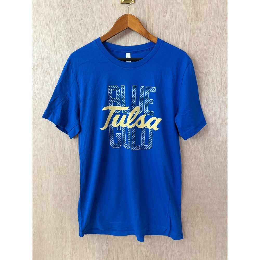 Bella Canvas Tulsa Blue Gold Graphic T-Shirt Royal Blue Small Short Sleeve Tee